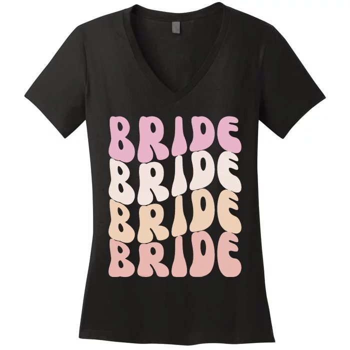 Bride I Do Crew Retro Bachelorette Party Bride Bridesmaids Women's V-Neck T-Shirt