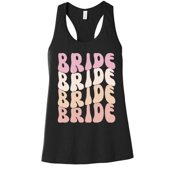 Bride I Do Crew Retro Bachelorette Party Bride Bridesmaids Women's Racerback Tank