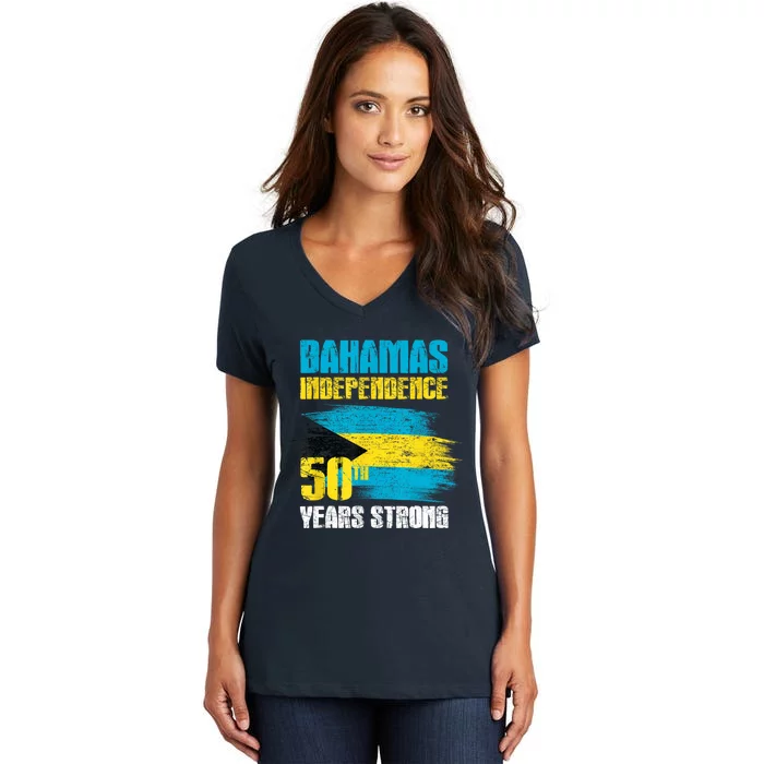 Bahamas Independence Day Bahamas 50th Celebration Women's V-Neck T-Shirt