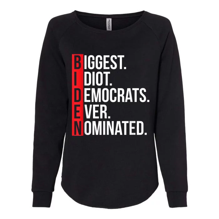 Biggest Idiot Democrats Ever Nominated Anti Biden Gift Womens California Wash Sweatshirt