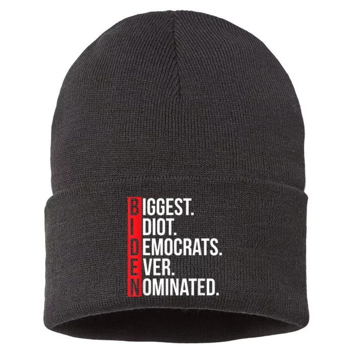 Biggest Idiot Democrats Ever Nominated Anti Biden Gift Sustainable Knit Beanie