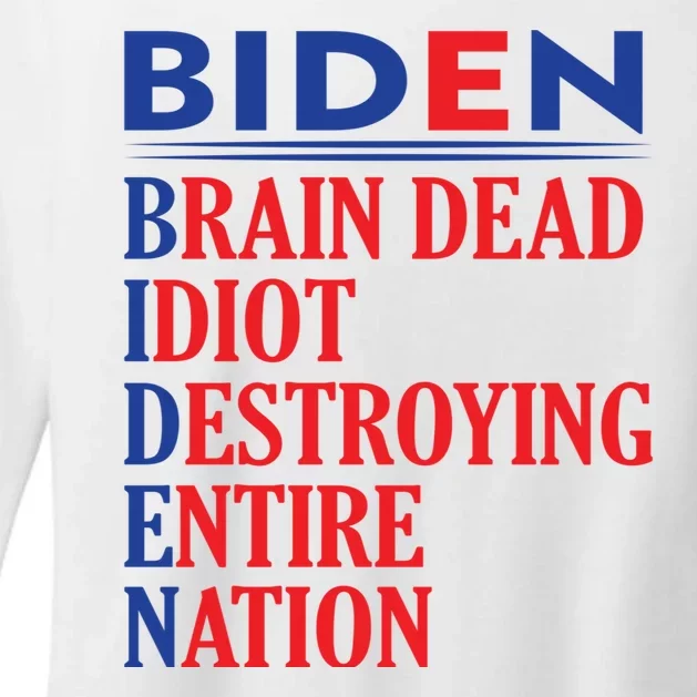 Braindead Idiot Destroying Entire Nation Biden Meme Trump 24 Womens CVC Long Sleeve Shirt