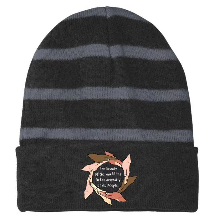 Beauty In Diversity AntiRacist Striped Beanie with Solid Band