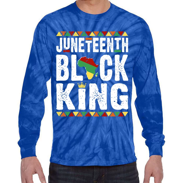 Black Independence Day African Black Melanin King Juneteenth Gift Tie-Dye Long Sleeve Shirt