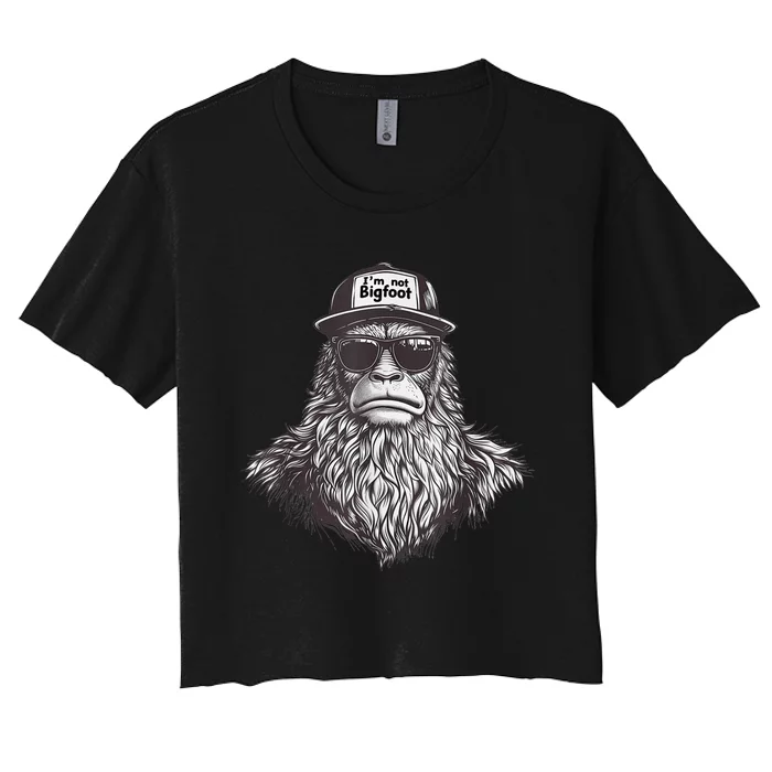 Bigfoot In Disguise Sunglasses Trucker Hat IM Not Sasquatch Women's Crop Top Tee