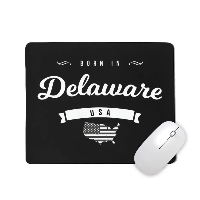 Born In Delaware De Retro Vintage Usa Map Flag Mousepad