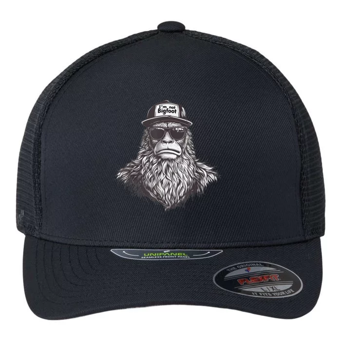 Bigfoot In Disguise Sunglasses Trucker Hat IM Not Sasquatch Flexfit Unipanel Trucker Cap