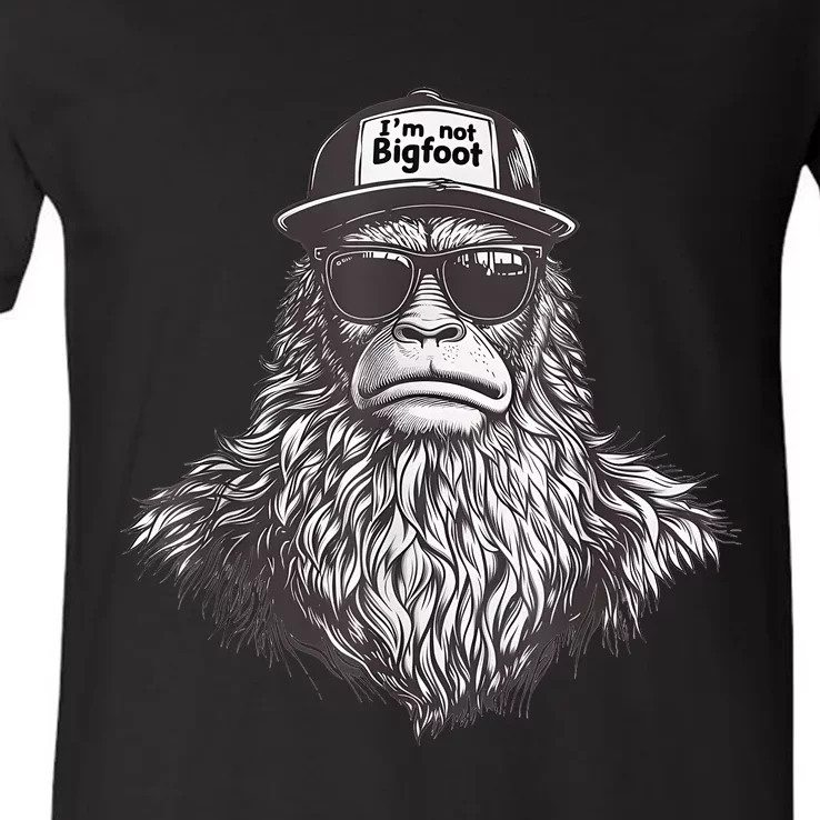 Bigfoot In Disguise Sunglasses Trucker Hat IM Not Sasquatch V-Neck T-Shirt