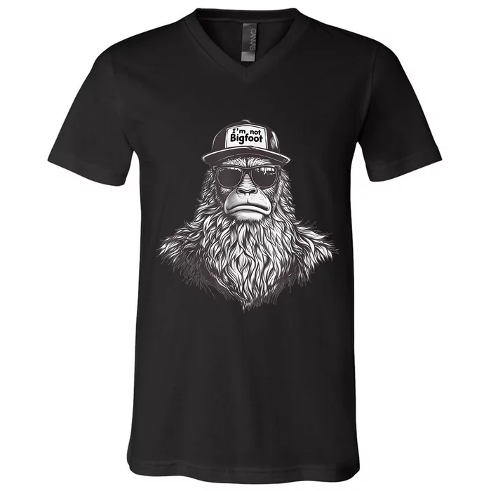 Bigfoot In Disguise Sunglasses Trucker Hat IM Not Sasquatch V-Neck T-Shirt