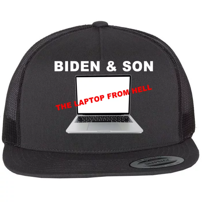 Biden And Son The Laptop From Hell Anti Biden Flat Bill Trucker Hat