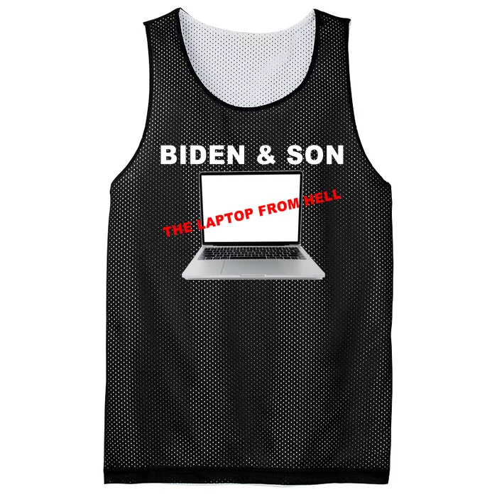 Biden And Son The Laptop From Hell Anti Biden Mesh Reversible Basketball Jersey Tank