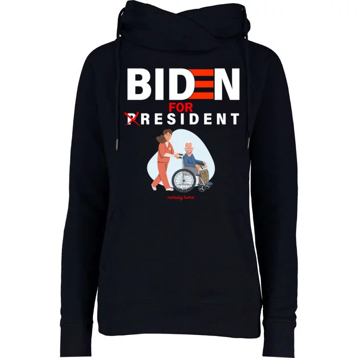 Biden For Resident Funny Trump 2020 President Womens Funnel Neck Pullover Hood