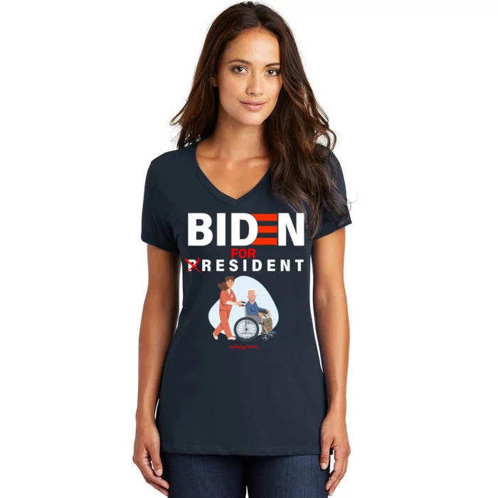 Biden For Resident Funny Trump 2020 President Women's V-Neck T-Shirt