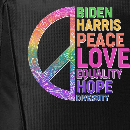 Biden Harris Peace Love Equality Hope Diversity City Backpack