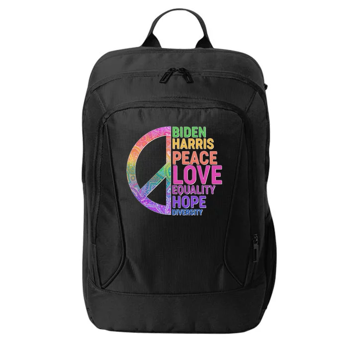 Biden Harris Peace Love Equality Hope Diversity City Backpack