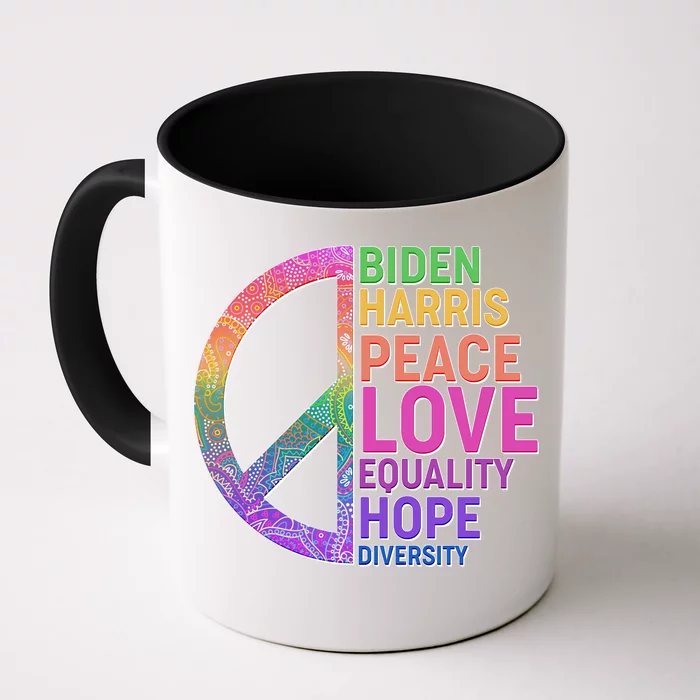 Biden Harris Peace Love Equality Hope Diversity Front & Back Coffee Mug