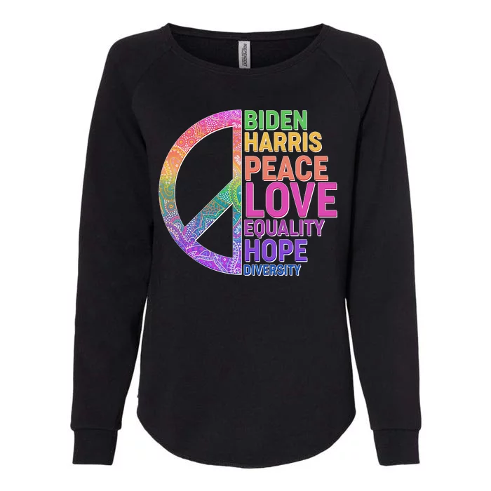 Biden Harris Peace Love Equality Hope Diversity Womens California Wash Sweatshirt