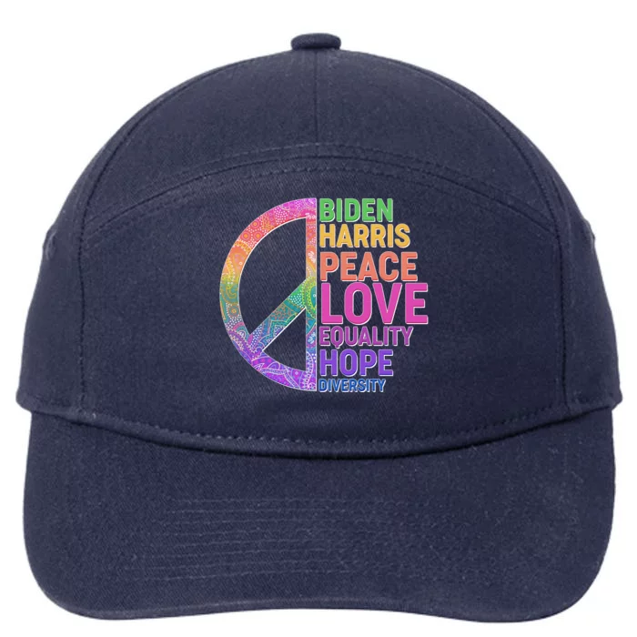 Biden Harris Peace Love Equality Hope Diversity 7-Panel Snapback Hat