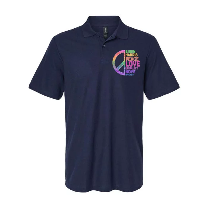 Biden Harris Peace Love Equality Hope Diversity Softstyle Adult Sport Polo