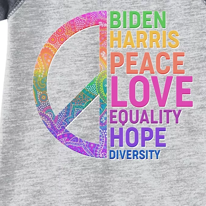 Biden Harris Peace Love Equality Hope Diversity Infant Baby Jersey Bodysuit