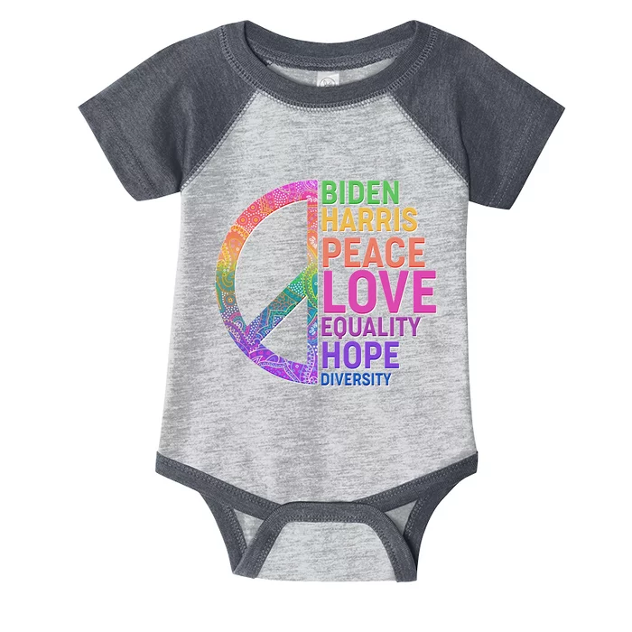 Biden Harris Peace Love Equality Hope Diversity Infant Baby Jersey Bodysuit