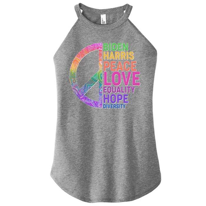 Biden Harris Peace Love Equality Hope Diversity Women’s Perfect Tri Rocker Tank