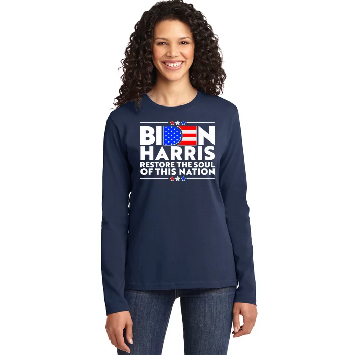 Biden Harris Restore The Soul Of This Nation Ladies Long Sleeve Shirt