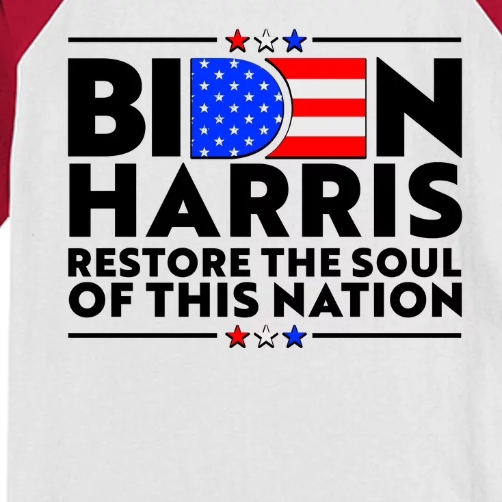 Biden Harris Restore The Soul Of This Nation Kids Colorblock Raglan Jersey