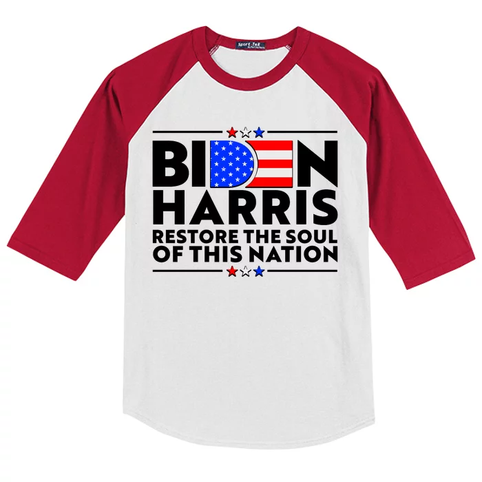 Biden Harris Restore The Soul Of This Nation Kids Colorblock Raglan Jersey