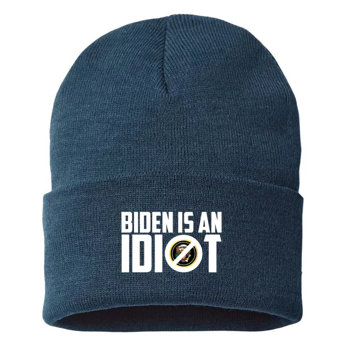 Biden Is An Idiot Sustainable Knit Beanie