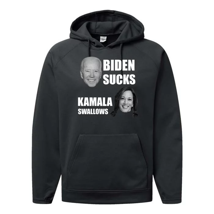 Biden Sucks Kamala Swallows Performance Fleece Hoodie