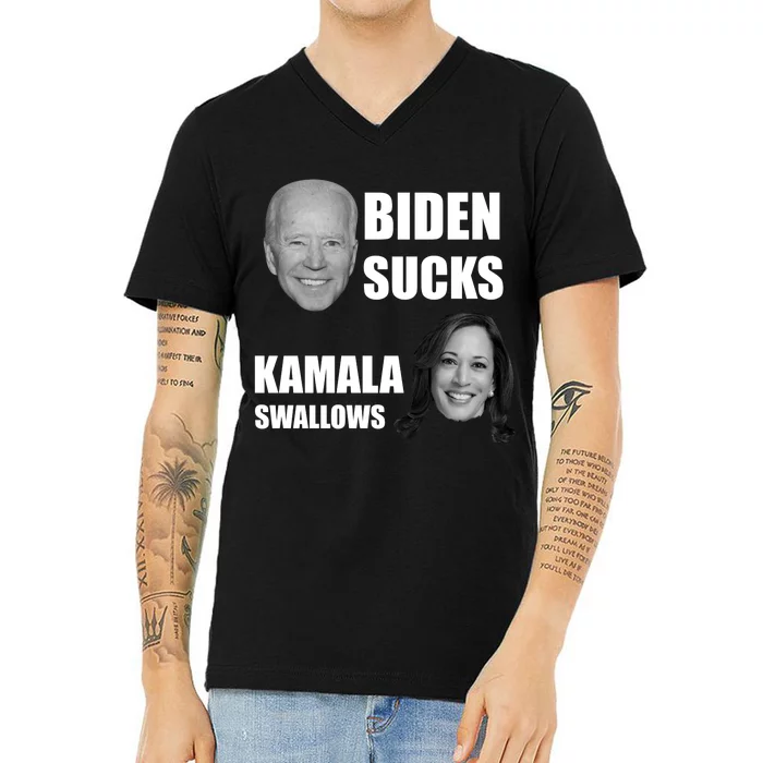 Biden Sucks Kamala Swallows V-Neck T-Shirt