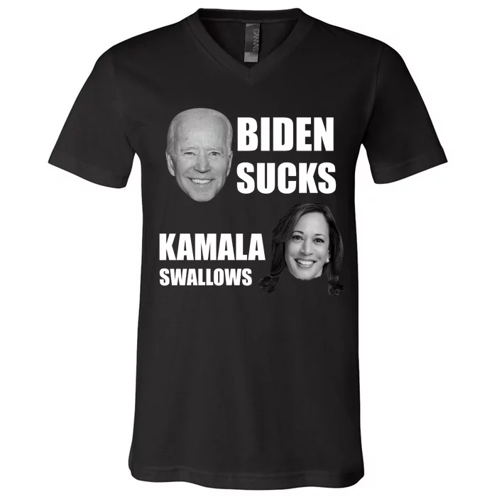 Biden Sucks Kamala Swallows V-Neck T-Shirt