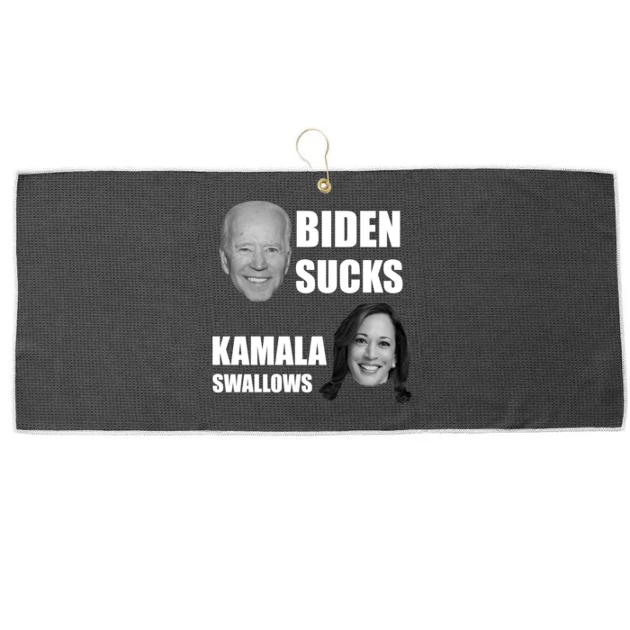 Biden Sucks Kamala Swallows Large Microfiber Waffle Golf Towel