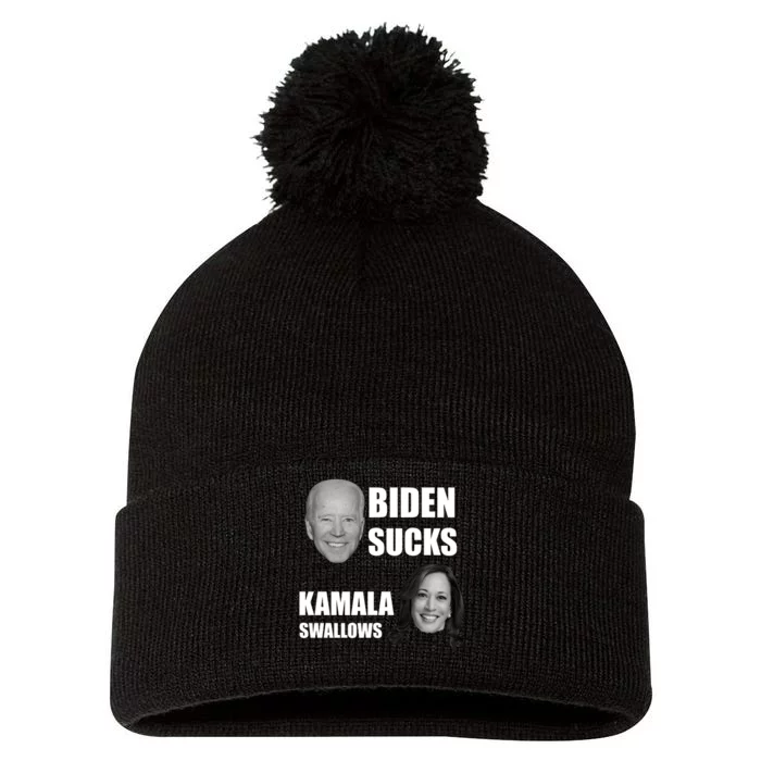 Biden Sucks Kamala Swallows Pom Pom 12in Knit Beanie