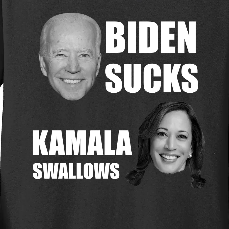 Biden Sucks Kamala Swallows Kids Long Sleeve Shirt