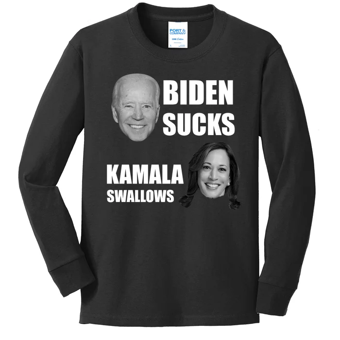 Biden Sucks Kamala Swallows Kids Long Sleeve Shirt