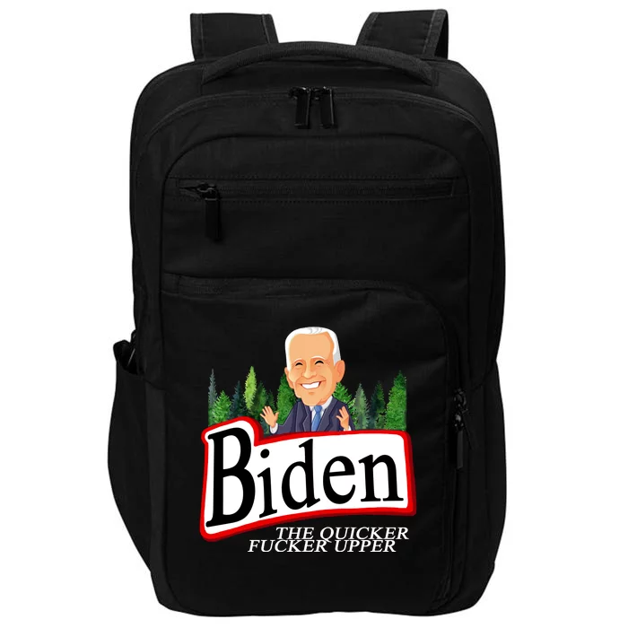 Biden The Quicker Fucker Upper Funny Cartoon Impact Tech Backpack