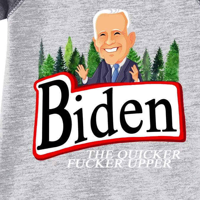 Biden The Quicker Fucker Upper Funny Cartoon Infant Baby Jersey Bodysuit