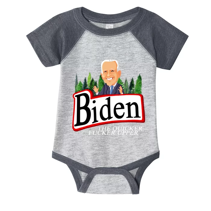 Biden The Quicker Fucker Upper Funny Cartoon Infant Baby Jersey Bodysuit