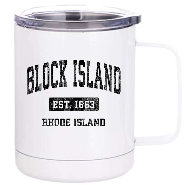 Block Island Est 1663 Rhode Island Ri Vintage Athletic Established Sports Design Front & Back 12oz Stainless Steel Tumbler Cup