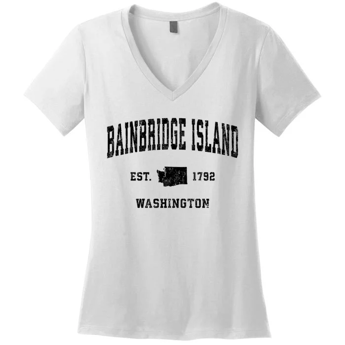 Bainbridge Island Est 1792 Washington Vintage Athletic Sports Design Women's V-Neck T-Shirt