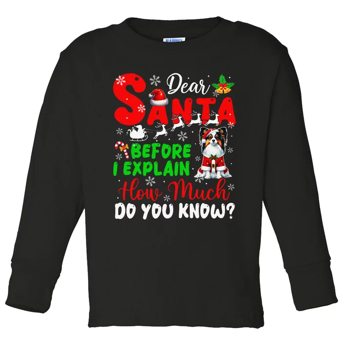 Before I Explain How Much You Know Xmas Papillon Owner Lover Toddler Long Sleeve Shirt