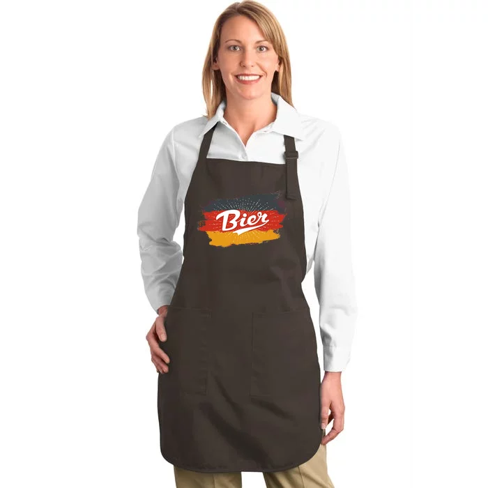 Bier German Flag Oktoberfest Full-Length Apron With Pocket