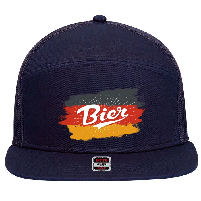 Bier German Flag Oktoberfest 7 Panel Mesh Trucker Snapback Hat