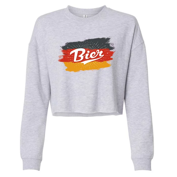 Bier German Flag Oktoberfest Cropped Pullover Crew