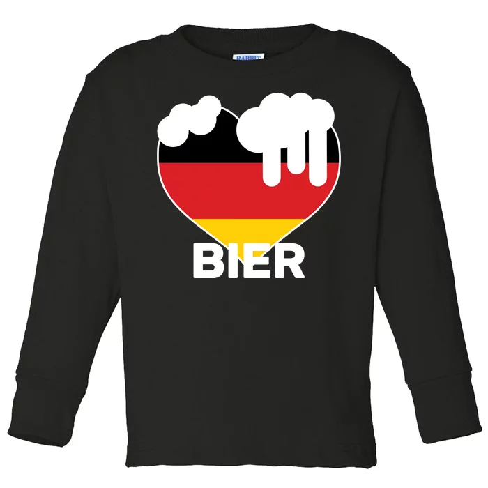 Bier Heart Full of Beer Oktoberfest Toddler Long Sleeve Shirt