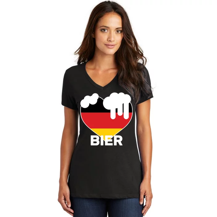 Bier Heart Full of Beer Oktoberfest Women's V-Neck T-Shirt