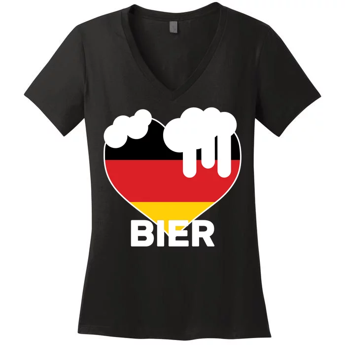 Bier Heart Full of Beer Oktoberfest Women's V-Neck T-Shirt