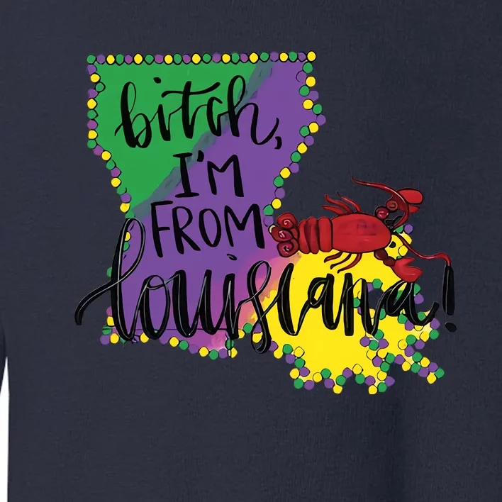 Bitch I'm From Louisiana Mardi Gras Louisiana Map Toddler Sweatshirt